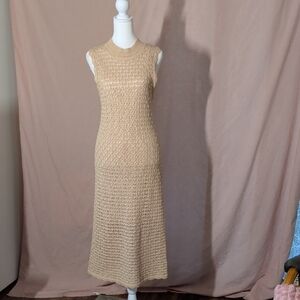 525 America Cream Sleeveless Knit Midi Dress